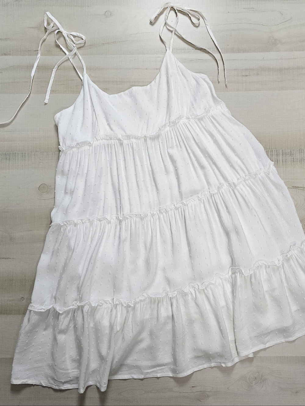New Boho Swiss Polka Dot Babydoll Cami Mini Dress Sundress White - Picture 7 of 13